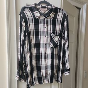 Philosophy Black and White Plaid Shirt
